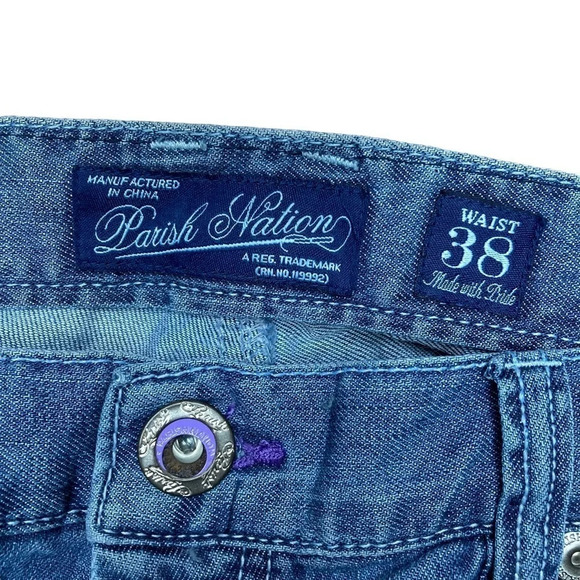 NWT Parish Nation Light Washed Denim Jean 38x35 - Picture 9 of 14